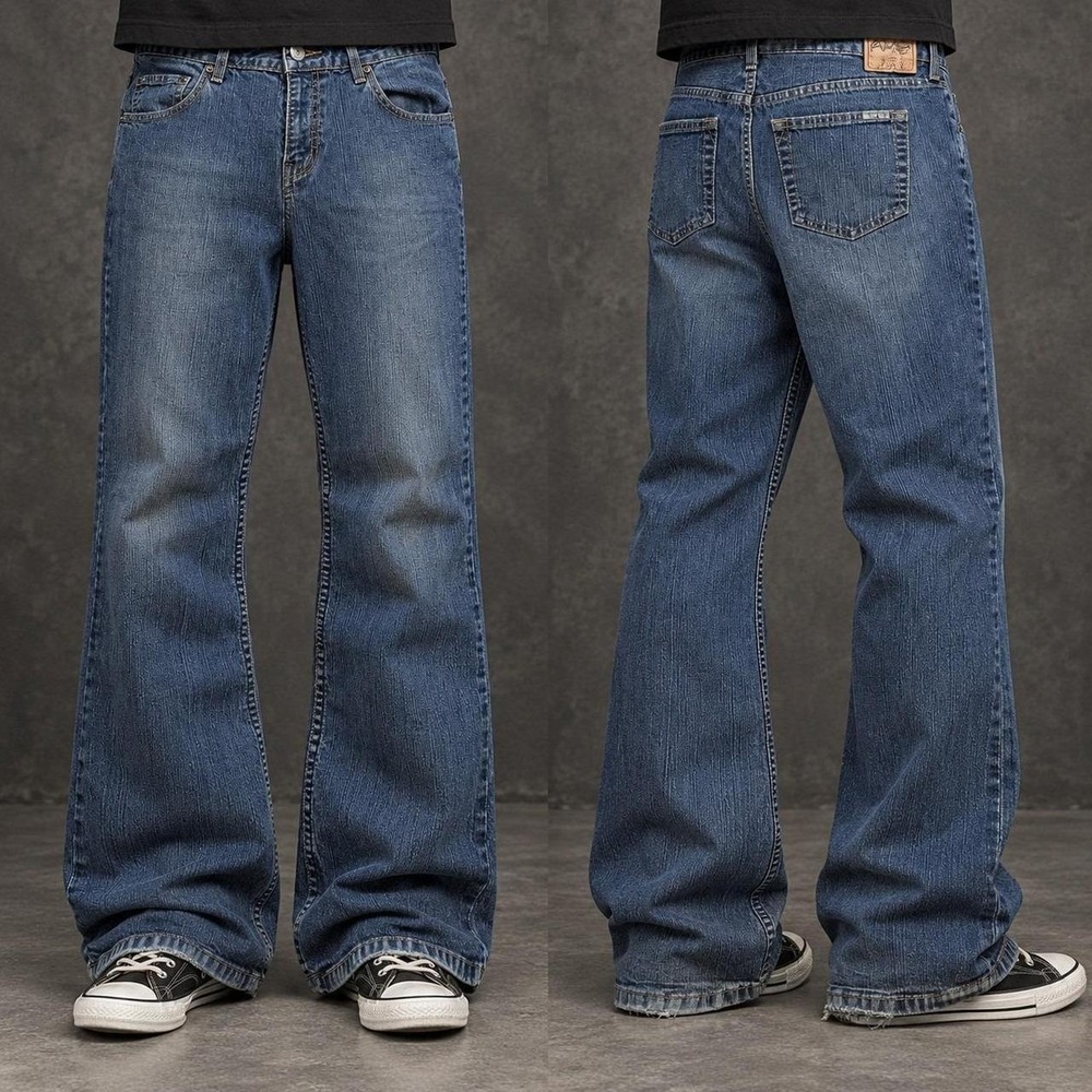 32x30 Blue Wide Leg Bootcut Flare Jeans Y2K 2000s